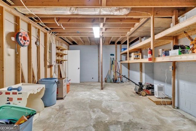 1590 Sunnybrook Farm Rd, Atlanta, GA 30350 - unfinished below grade area with electric panel and concrete block wall