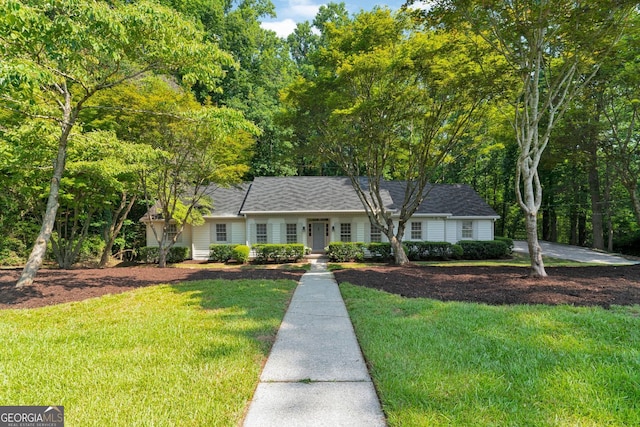 1590 Sunnybrook Farm Rd, Atlanta, GA 30350 - ranch-style home with a front lawn and a shingled roof