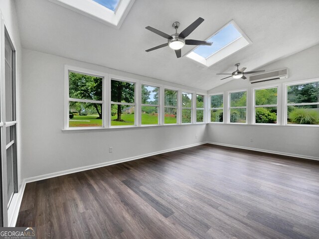 5021 Rodrick Trce, Marietta, GA 30066 - unfurnished sunroom featuring a skylight, lofted ceiling, and a wall mounted AC