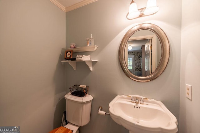 205 Castlegate Rd, Macon, GA 31210 - half bath featuring a sink and crown molding