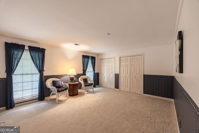 205 Castlegate Rd, Macon, GA 31210 - living area with carpet flooring and ornamental molding