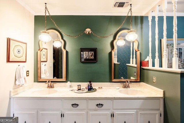 205 Castlegate Rd, Macon, GA 31210 - full bathroom with double vanity and ornamental molding