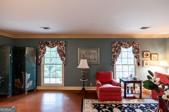 205 Castlegate Rd, Macon, GA 31210 - sitting room featuring plenty of natural light, wood finished floors, and ornamental molding