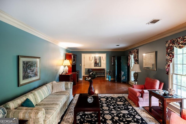 205 Castlegate Rd, Macon, GA 31210 - living room featuring crown molding and wood finished floors