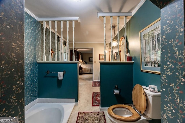 205 Castlegate Rd, Macon, GA 31210 - bathroom with crown molding, ensuite bathroom, and a tub