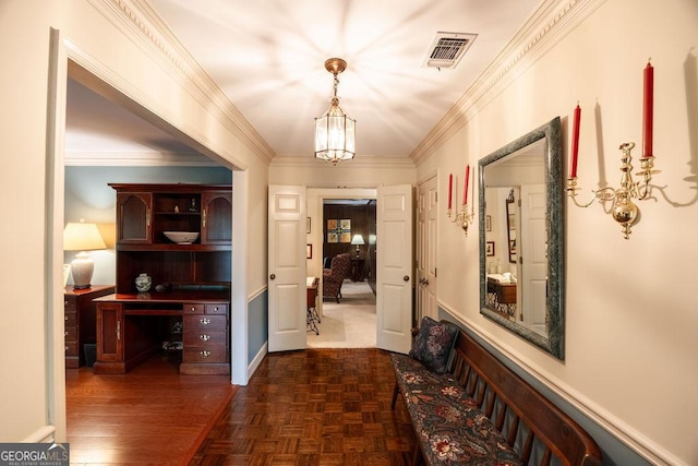 205 Castlegate Rd, Macon, GA 31210 - entryway featuring a chandelier and crown molding