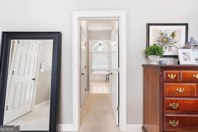 1030 Spring Lake Dr, Bishop, GA 30621 - hall with light colored carpet and crown molding
