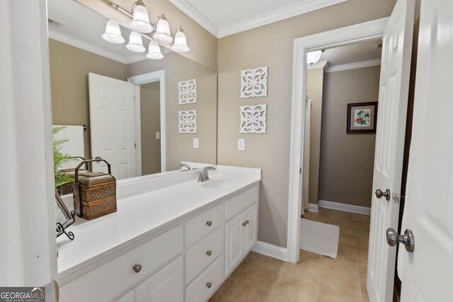 1030 Spring Lake Dr, Bishop, GA 30621 - full bathroom featuring vanity, crown molding, and tile patterned flooring
