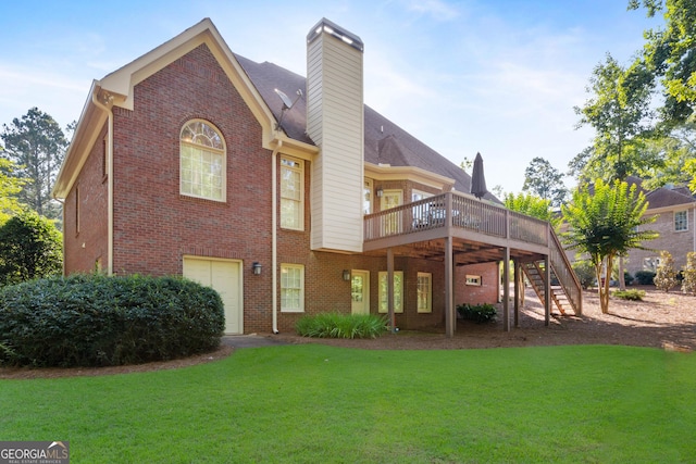 1030 Spring Lake Dr, Bishop, GA 30621 - back of house with a yard, brick siding, and stairway