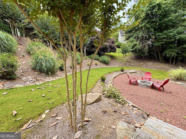 703 Overlook Pt, Woodstock, GA 30189 - view of grassy yard featuring a fire pit