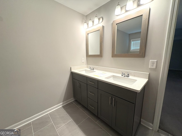 248 Webster Lake Dr, Temple, GA 30179 - bathroom featuring double vanity and marble look tile flooring