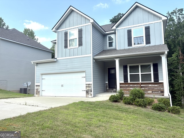 248 Webster Lake Dr, Temple, GA 30179 - view of front of home featuring board and batten siding, an attached garage, a porch, and concrete driveway