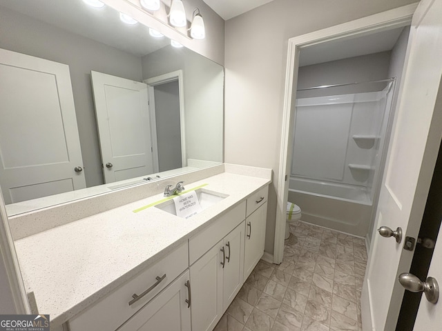 248 Webster Lake Dr, Temple, GA 30179 - full bathroom with vanity, washtub / shower combination, and marble look tiles