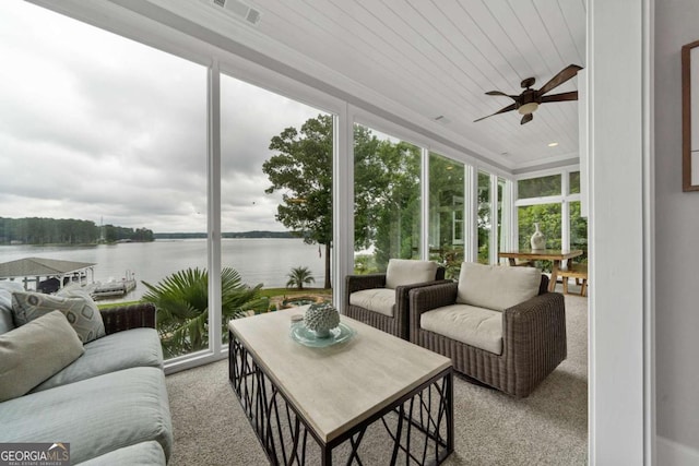 202 Jackson Rd SE, Milledgeville, GA 31061 - sunroom / solarium with a water view and carpet flooring