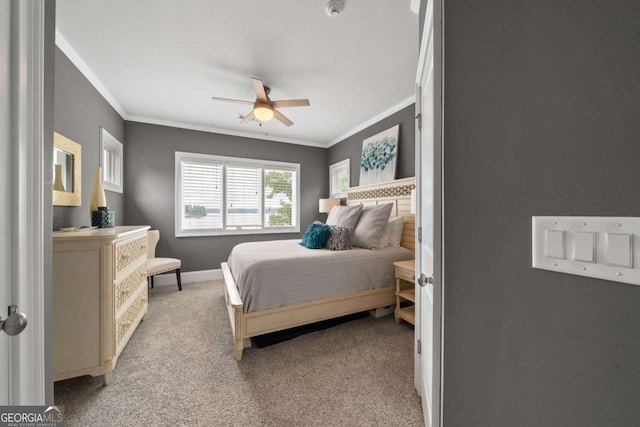 202 Jackson Rd SE, Milledgeville, GA 31061 - bedroom featuring crown molding, carpet, and a ceiling fan