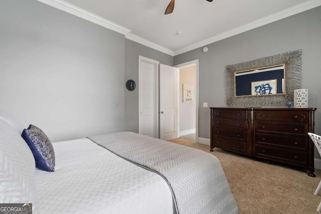 202 Jackson Rd SE, Milledgeville, GA 31061 - bedroom with carpet, ornamental molding, and a ceiling fan
