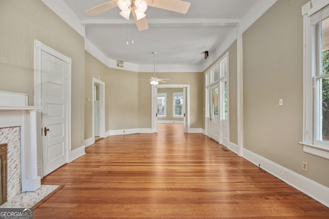 124 Hines Ter, Macon, GA 31204 - unfurnished living room with ceiling fan and light wood-style flooring