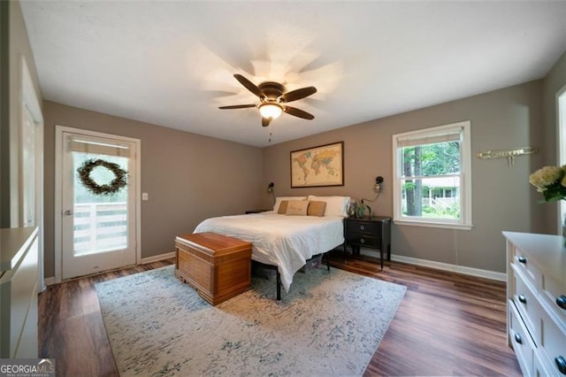86 Kelly, Dallas, GA 30157 - bedroom featuring wood finished floors, access to outside, and a ceiling fan