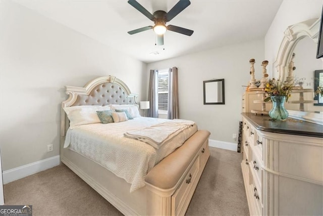 349 Garnet Dr, Acworth, GA 30101 - bedroom with light colored carpet and a ceiling fan