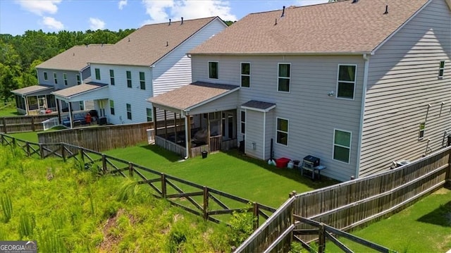 349 Garnet Dr, Acworth, GA 30101 - back of property with a fenced backyard and roof with shingles