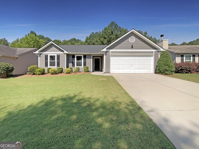 651 Walnut Woods Dr, Braselton, GA 30517 - ranch-style home with an attached garage, driveway, and a front lawn