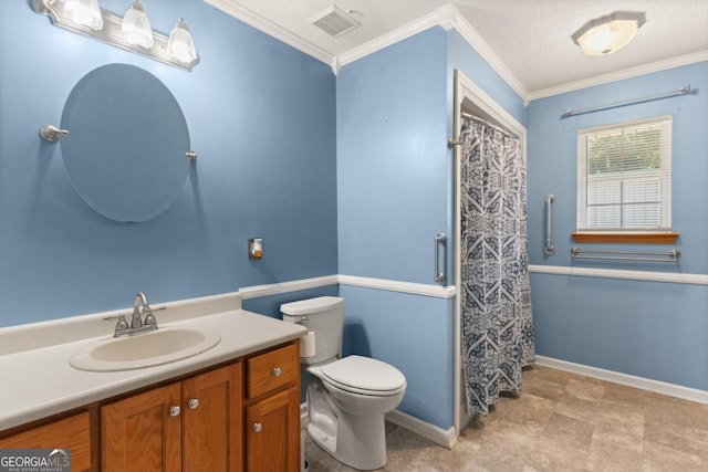 310 Ridge Rd, Kingsland, GA 31548 - full bathroom featuring vanity, ornamental molding, and curtained shower