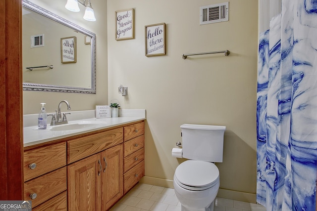351 Weldon Rd, Palmetto, GA 30268 - bathroom featuring vanity, tile patterned flooring, and curtained shower