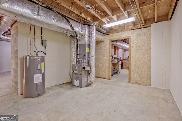 351 Weldon Rd, Palmetto, GA 30268 - unfinished basement with electric water heater and heating unit