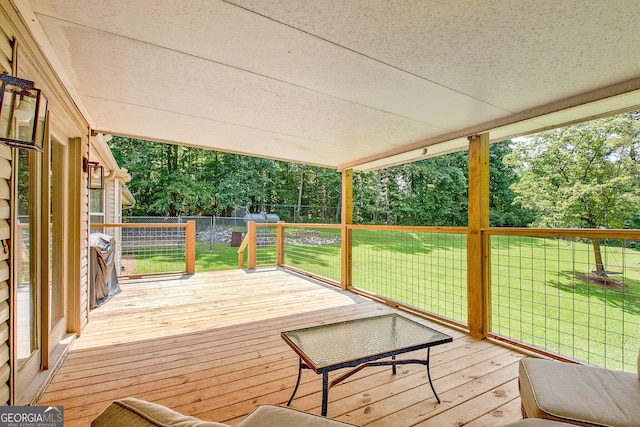 351 Weldon Rd, Palmetto, GA 30268 - wooden terrace with a fenced backyard and view of wooded area