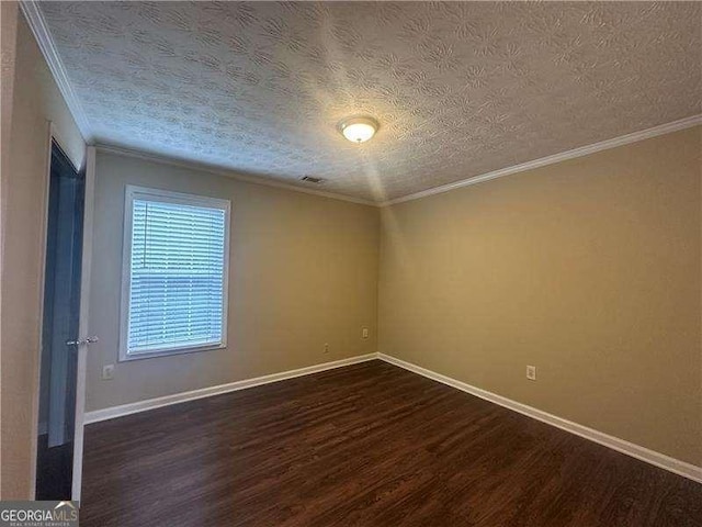 4189 Duncan Ives Dr, Buford, GA 30519 - empty room featuring dark wood-type flooring, a textured ceiling, and crown molding