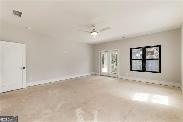 15792 Thompson Rd, Milton, GA 30004 - empty room featuring ceiling fan and french doors