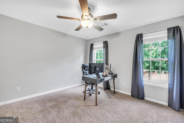 106 Big Cotton Trl, Mcdonough, GA 30252 - carpeted office featuring a ceiling fan and a textured ceiling