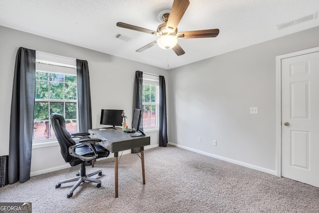 106 Big Cotton Trl, Mcdonough, GA 30252 - carpeted office featuring ceiling fan and a textured ceiling