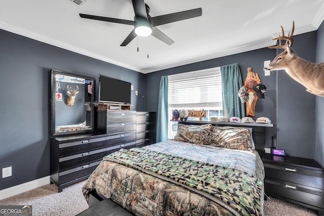 106 Big Cotton Trl, Mcdonough, GA 30252 - carpeted bedroom featuring ornamental molding and ceiling fan