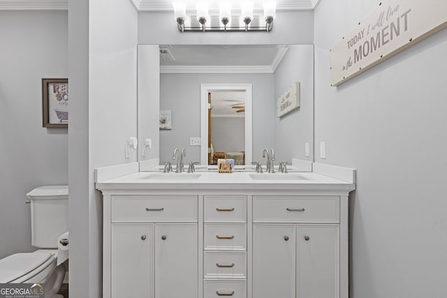 2421 Pittman Cir, Cumming, GA 30040 - full bathroom with ornamental molding, double vanity, and ensuite bathroom