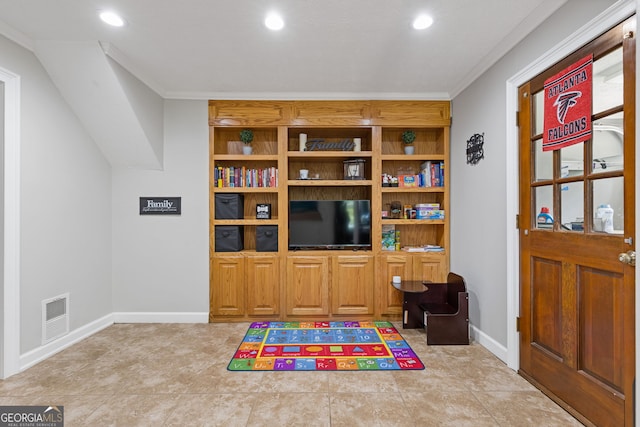 2421 Pittman Cir, Cumming, GA 30040 - playroom featuring recessed lighting and ornamental molding