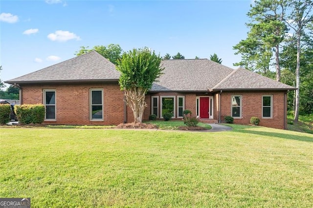 300 Saddle Creek Ln, Roswell, GA 30076 - single story home with a front yard, roof with shingles, and brick siding