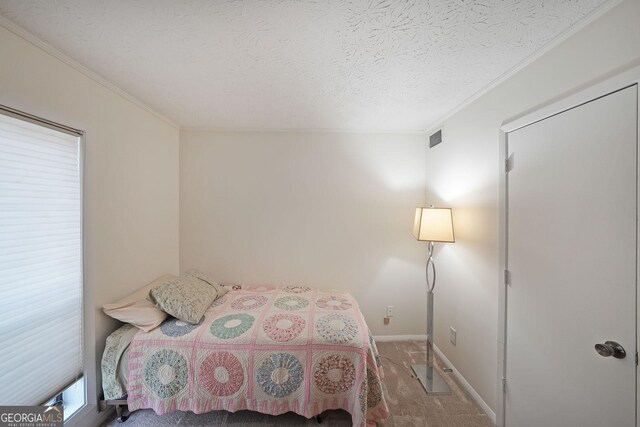 3907 Cedar Cir, Tucker, GA 30084 - bedroom with carpet, ornamental molding, and a textured ceiling