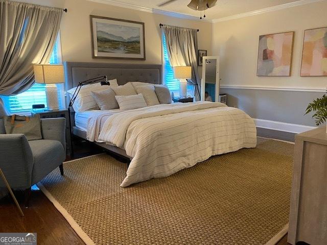 201 William D Evans Ct, Kathleen, GA 31047 - bedroom with ornamental molding and wood finished floors