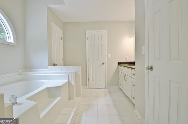 85 Holly Springs Rd, Sharpsburg, GA 30277 - bathroom featuring a bath, tile patterned floors, and vanity