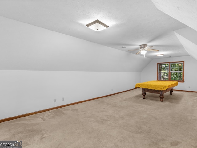 25 Ridgeview Dr, Jonesboro, GA 30236 - playroom with lofted ceiling, carpet, ceiling fan, and billiards