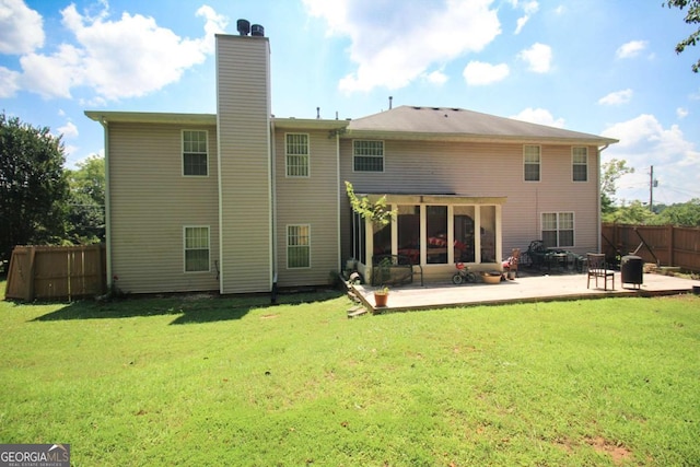 1455 Duren Farms Dr, Lithonia, GA 30058 - rear view of house featuring a chimney and a patio area