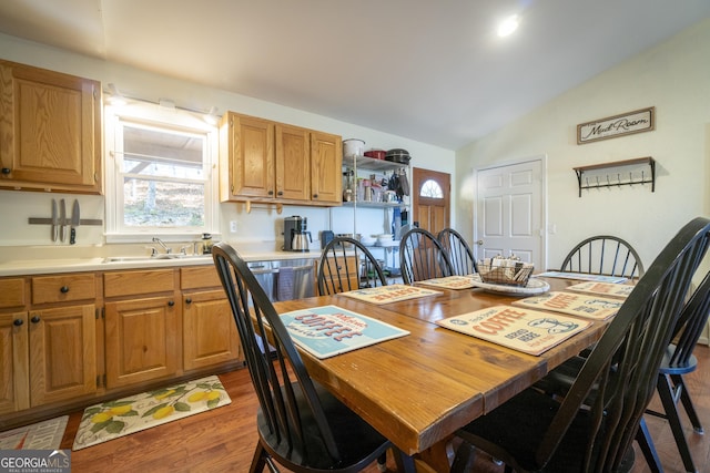 444 Miners Mountain Rd, Sautee Nacoochee, GA 30571 - dining area featuring lofted ceiling and wood finished floors