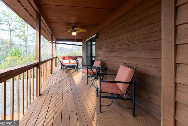 444 Miners Mountain Rd, Sautee Nacoochee, GA 30571 - wooden terrace featuring ceiling fan and an outdoor living space