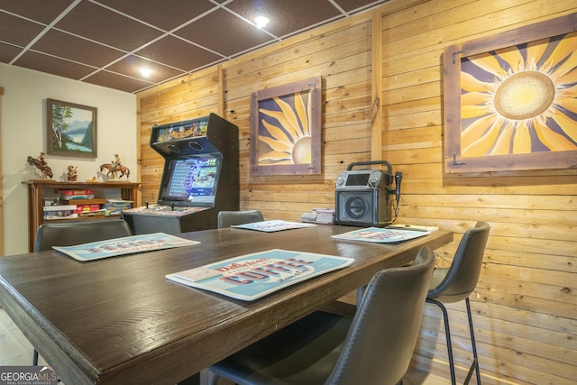 444 Miners Mountain Rd, Sautee Nacoochee, GA 30571 - office featuring wooden walls and a drop ceiling