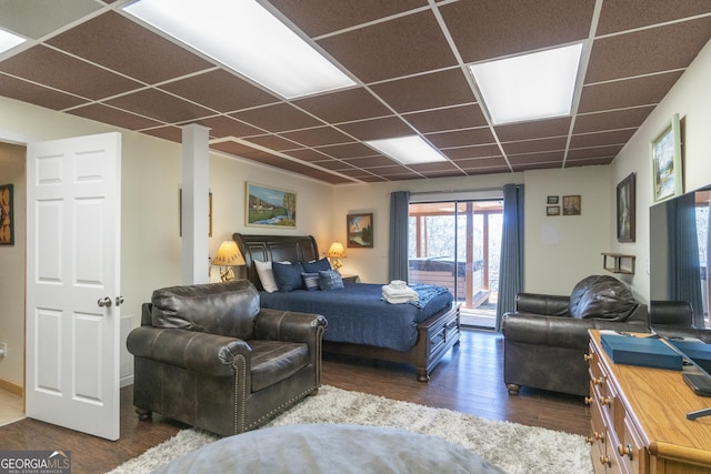 444 Miners Mountain Rd, Sautee Nacoochee, GA 30571 - bedroom with a paneled ceiling, access to exterior, and wood finished floors