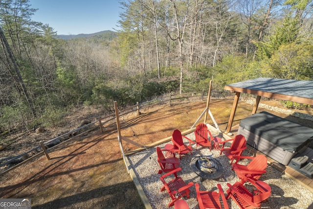 444 Miners Mountain Rd, Sautee Nacoochee, GA 30571 - view of yard featuring a fire pit and a forest view