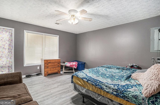 3514 Blackberry, Conyers, GA 30094 - bedroom featuring wood finished floors, a ceiling fan, and a textured ceiling