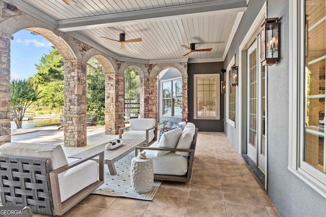 1230 Lake Club Dr, Greensboro, GA 30642 - view of patio with ceiling fan and an outdoor hangout area
