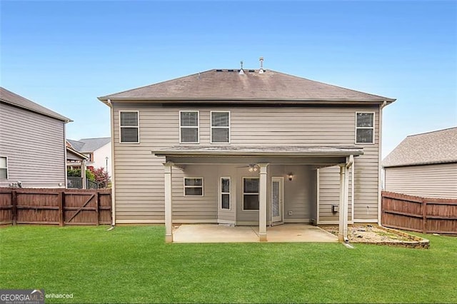 219 Sleepy Way, Canton, GA 30114 - rear view of property featuring a patio area, a fenced backyard, and a ceiling fan